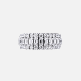 Xpandable Emerald-Shape and Round Diamond Ring
