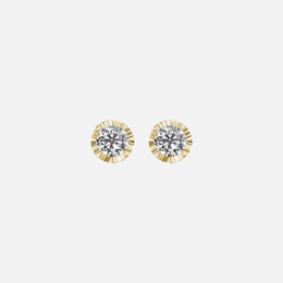 Fluted Gold Diamond Studs
