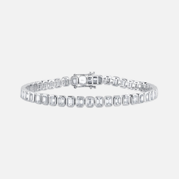 Bezel Emerald-Cut Diamond Tennis Bracelet