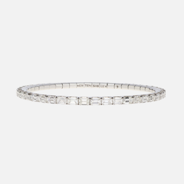 Emerald-Cut Diamond White Gold Stretch Tennis Bracelet