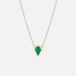 Bezel-Set Shield-Cut Emerald Gold Necklace