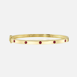 Ruby Five-Stone Gold Bangle Bracelet