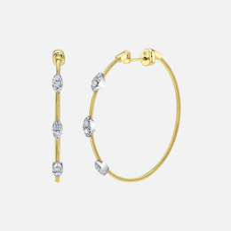 Marquise Station Diamond Hoop Earrings