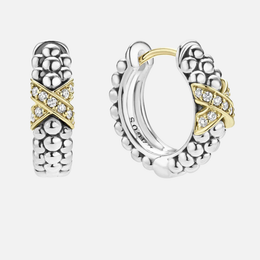 Two-Tone Diamond Huggie Earrings