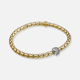 White and Yellow Gold Diamond Set Stretch Bracelet