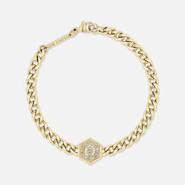 Yellow Gold Diamond Hexagon Halo Bracelet