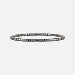 Tresore Rhodium Square Beaded Stretch Bracelet