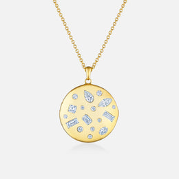 Cobblestone Gold and Diamond Locket Pendant Necklace