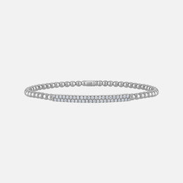 Double Diamond Row Bar Beaded Stretch Bracelet