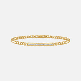 Bezel Diamond Row Beaded Stretch Bracelet
