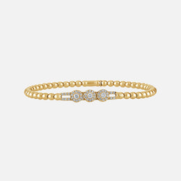 Tresore Triple Circle Diamond Slider Beaded Stretch Bracelet