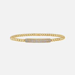 Tresore Diamond Pave Bar Beaded Stretch Bracelet