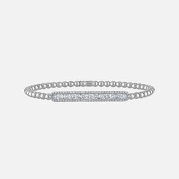 Tresore Outlined Diamond Bar Beaded Stretch Bracelet