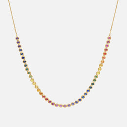 Bezel Rainbow Sapphire Necklace