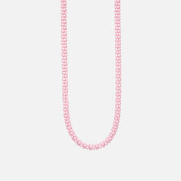 Matte Pink Ceramic Caviar Beaded Necklace