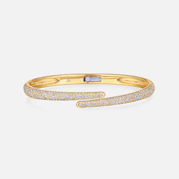 Yellow Gold Cobblestone Bypass Diamond Bangle