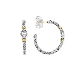 Two-Tone Caviar Hoop Earrings