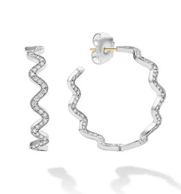 Large Wave Diamond Hoop Earrings