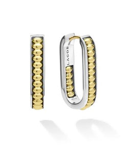 Two-Tone Beaded Linear Hoop Earrings