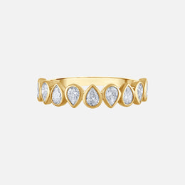 Bezel-Set Pear-Shaped Diamond Halfway Band