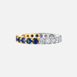 Half & Half Blue Sapphire and Diamond Eternity Band