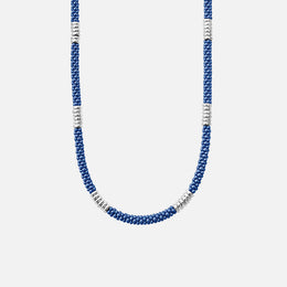 Ultramarine Silver Station Blue Ceramic Beaded Necklace