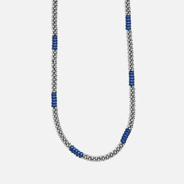 Sterling Silver and Ultramarine Blue Ceramic Caviar Station Necklace