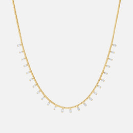 Emerald-Cut Diamond Droplet Necklace