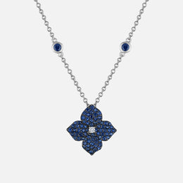 Blue Sapphire Flower Necklace