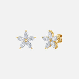 Diamond Flower Earring Studs