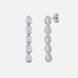 Bezel-Set Pear Diamond Drop Earrings