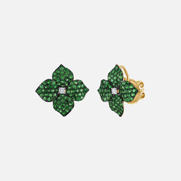 Green Tsavorite Flower Studs
