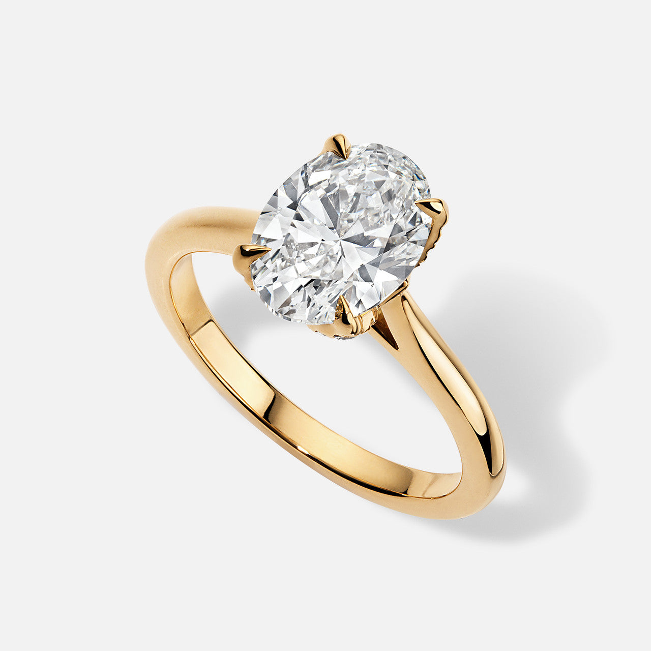 Forever by Razny 18k Yellow Gold Solitaire Tulip Semi-Mount Setting for Oval Diamond