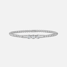 Tresore Triple Diamond Bezel Beaded Stretch Bracelet