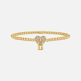 Locked Heart Beaded Stretch Bracelet