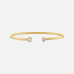 Emerald-Cut and Heart Diamond Cuff