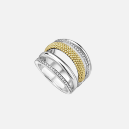Two-Tone Five Row Diamond Ring