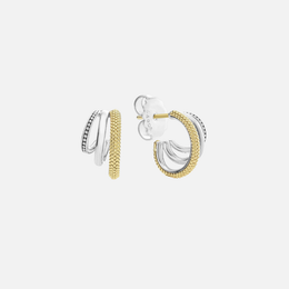 Two-Tone Three Ring Hoop Earrings