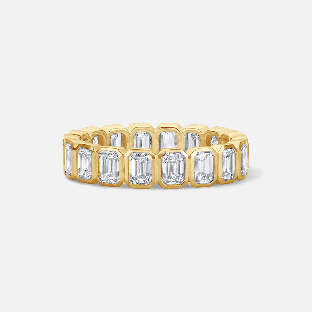 18k yellow gold Refined by Razny Bezel-Set Emerald-Cut Diamond Eternity Band