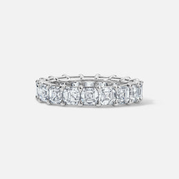 Platinum Asscher-Cut Diamond Eternity Wedding Band