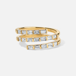 East-West Baguette Diamond Spiral Ring