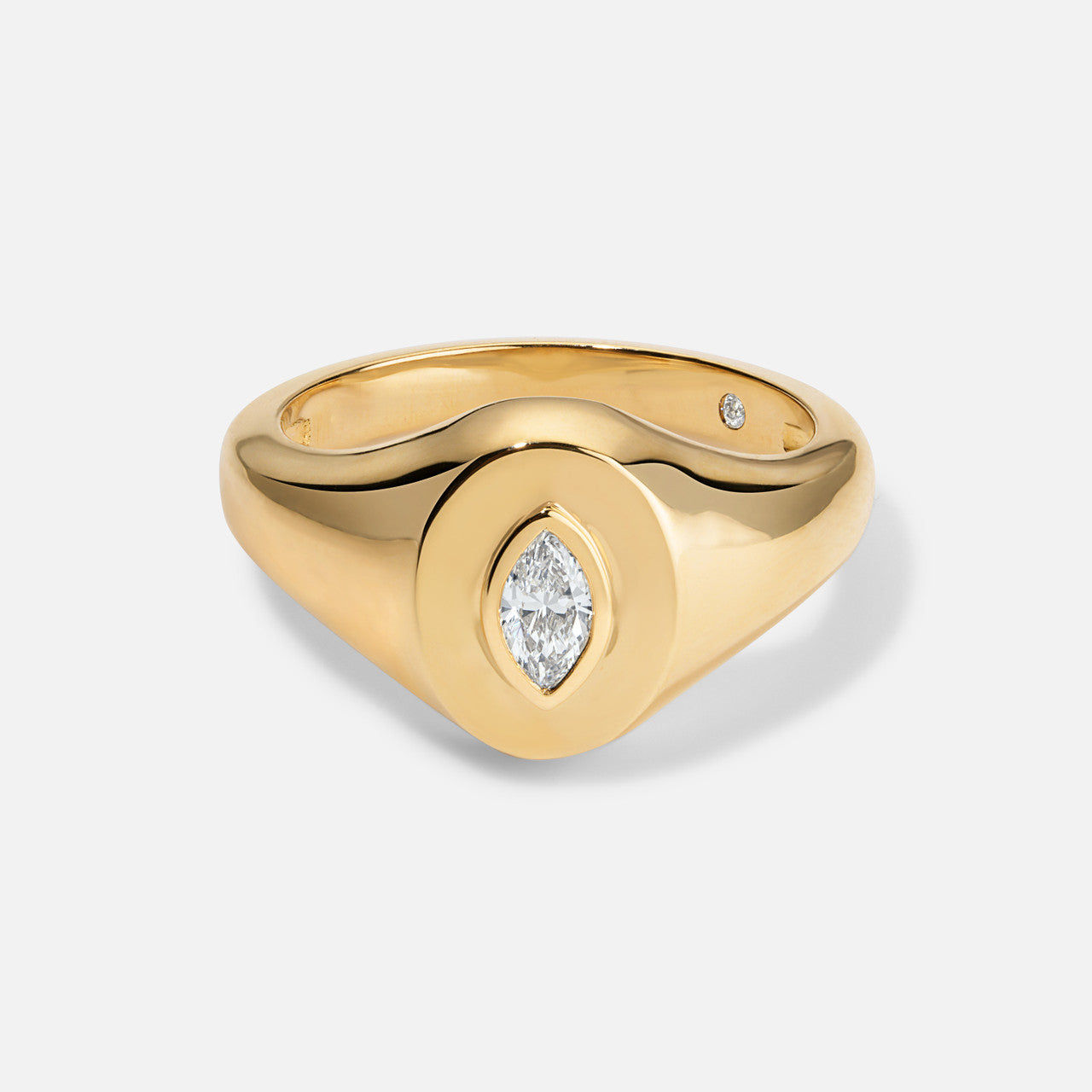 Refined by Razny Signet Ring With Bezel-Set Marquise Diamond in yellow gold