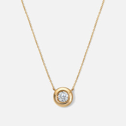 Bezel-Set Round Diamond Center Necklace