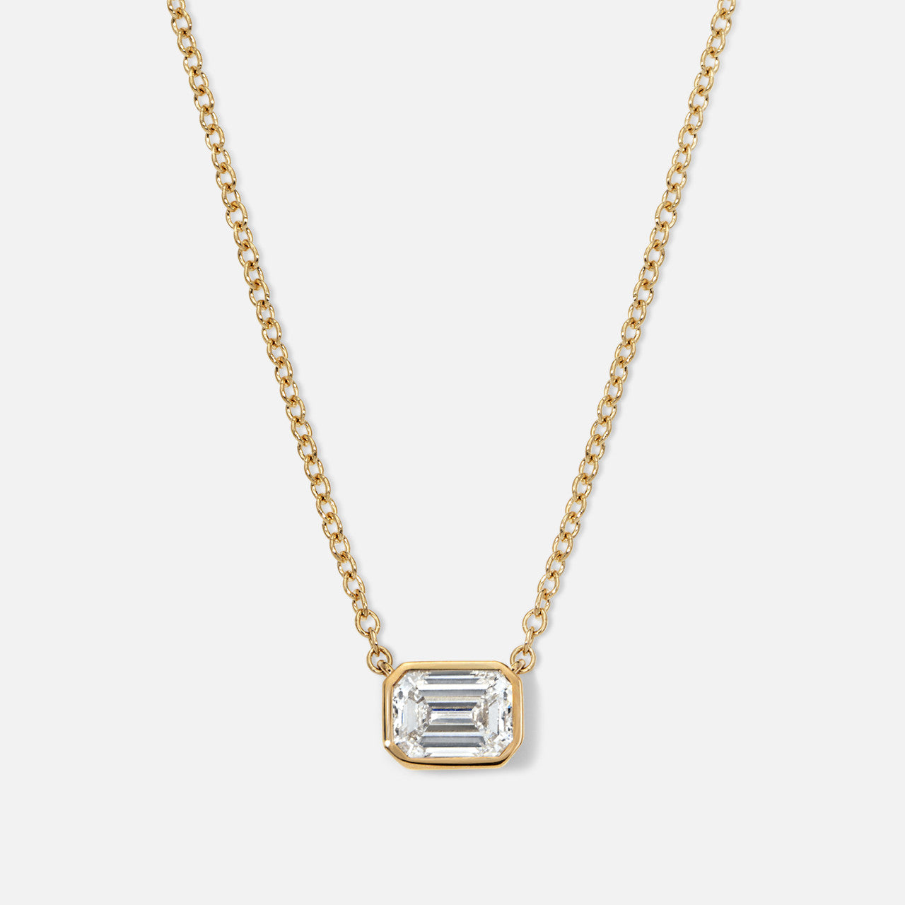 Refined Bezel-Set Emerald-Cut Diamond Necklace