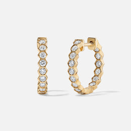 Small Honeycomb Diamond Huggie Hoops