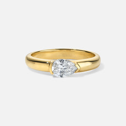 East-West Pear-Shaped Diamond Yellow Gold Ring