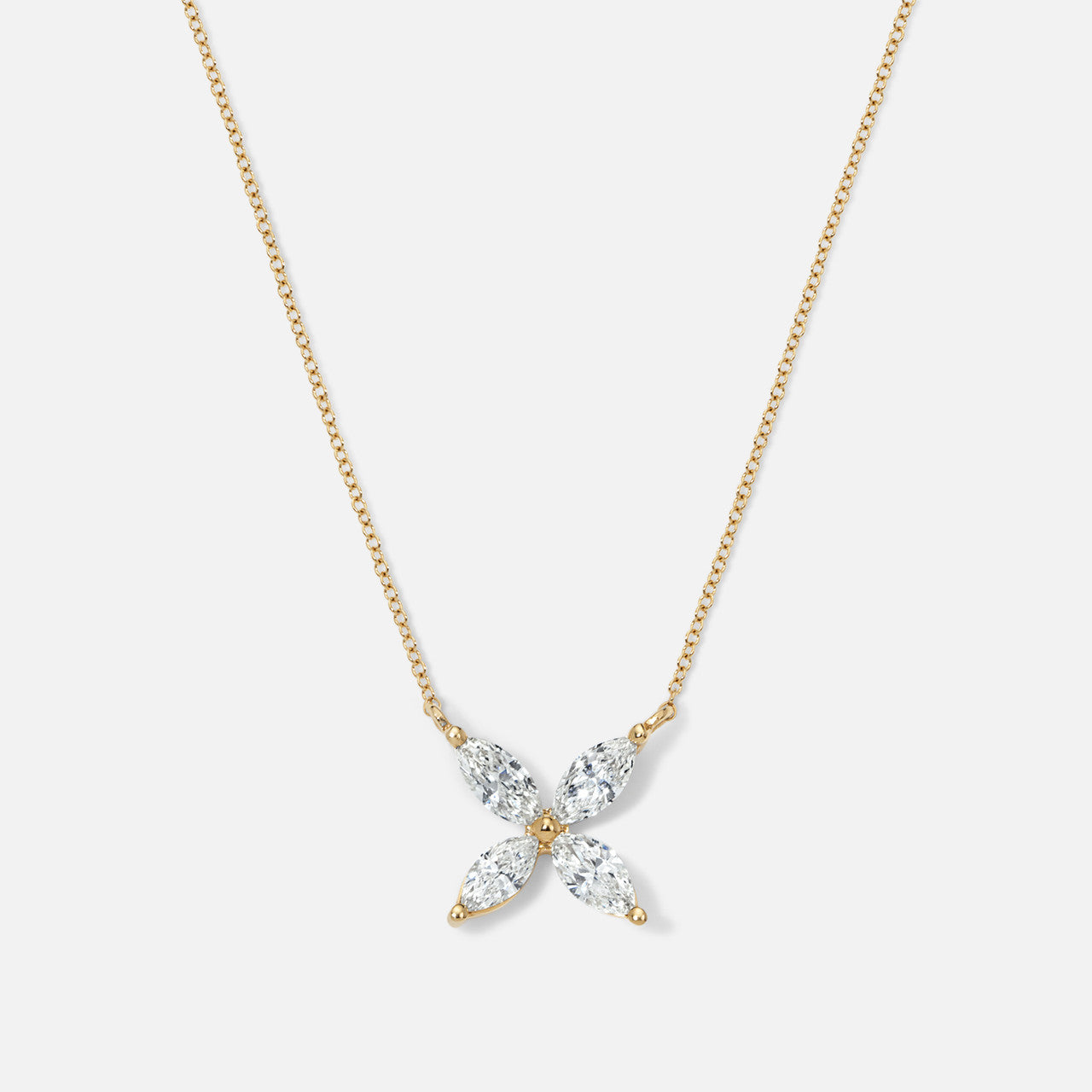 Refined Marquise Diamond Flower Pendant Necklace