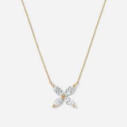 Marquise Diamond Flower Pendant Necklace