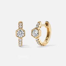 Honeycomb Diamond Huggie Earrings