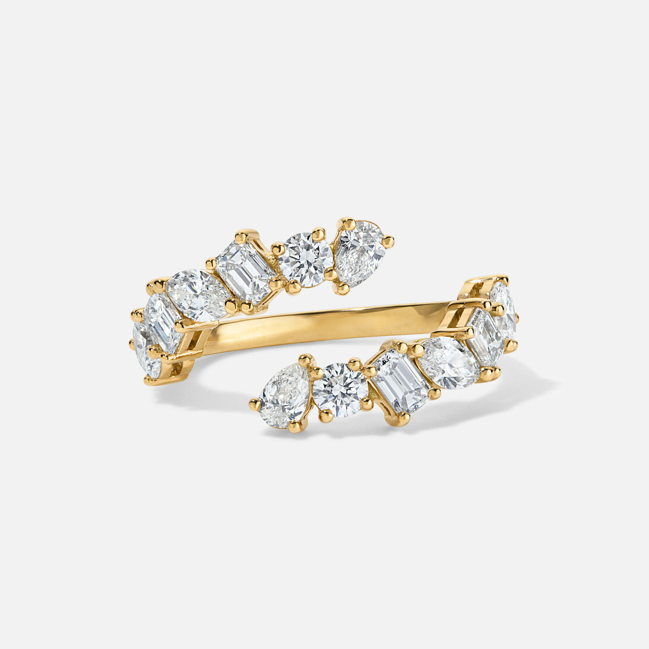 Refined by Razny 18k yellow gold Open Bypass Mixed-Cut Diamond Ring